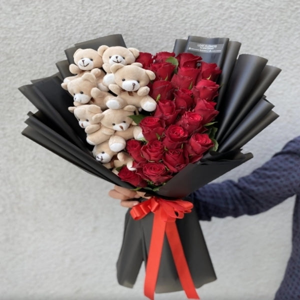 Ayıcıklı 21 li Gül Buketi