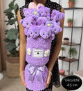 Premium Lila Mor Sevimli Peluş Ayıcıklı Vazo Tasarımlı Buket